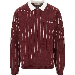 Knitted polo shirt with striped motif