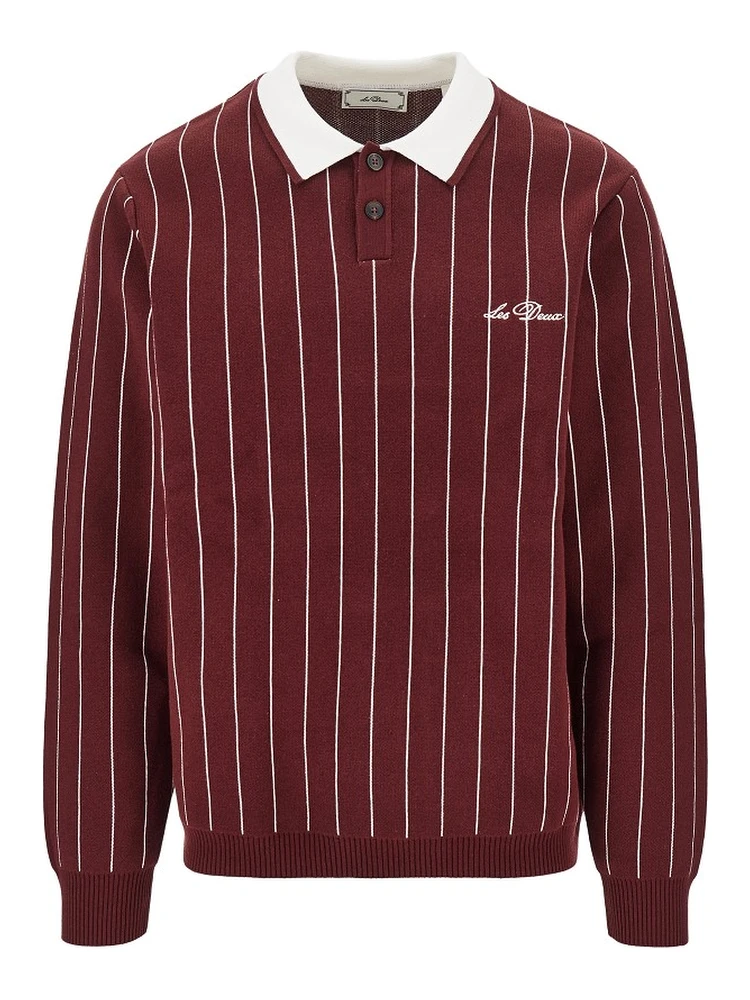 Knitted polo shirt with striped motif