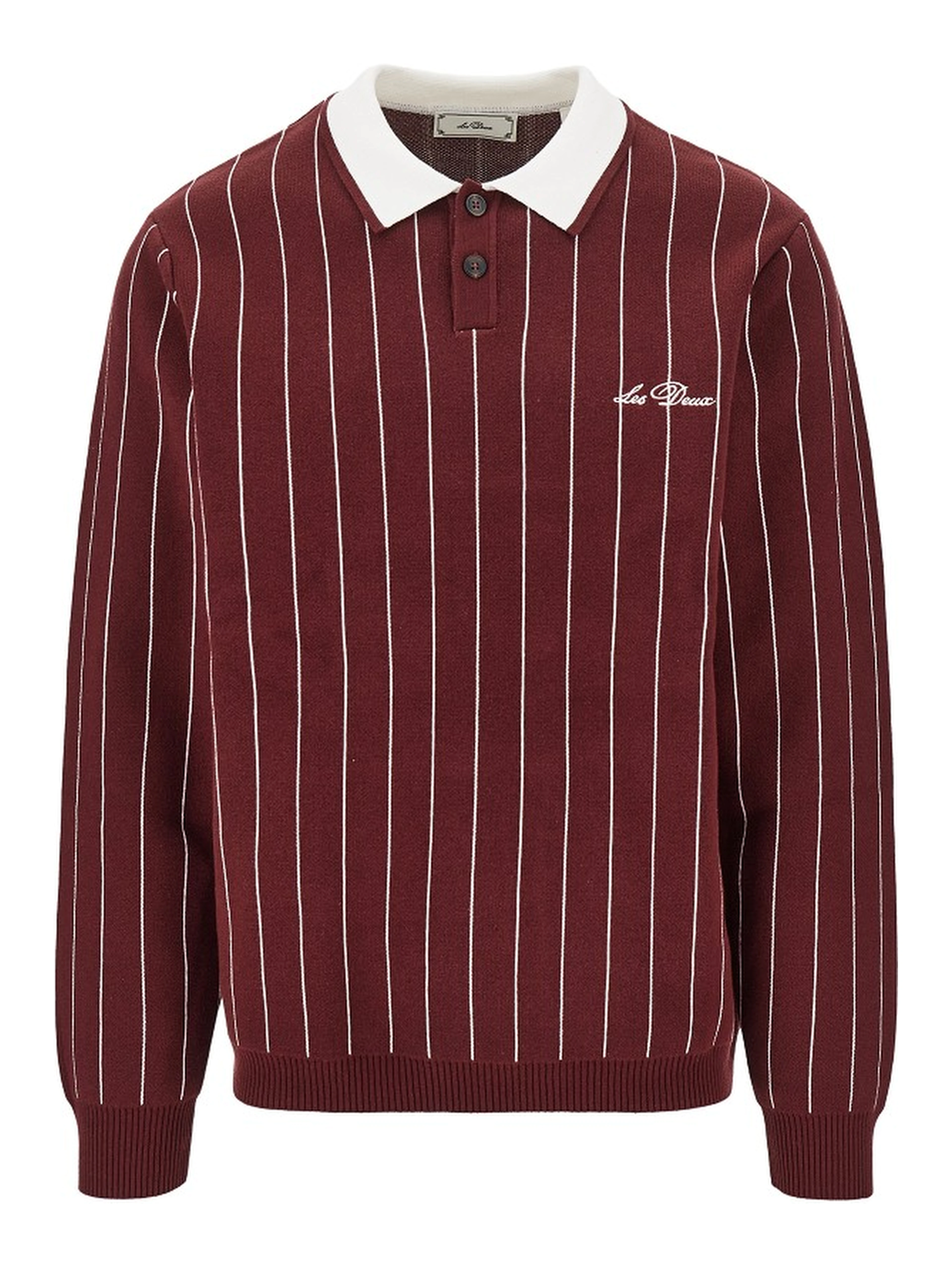 Knitted polo shirt with striped motif