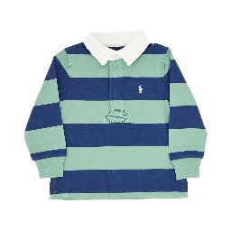 Striped cotton jersey polo shirt