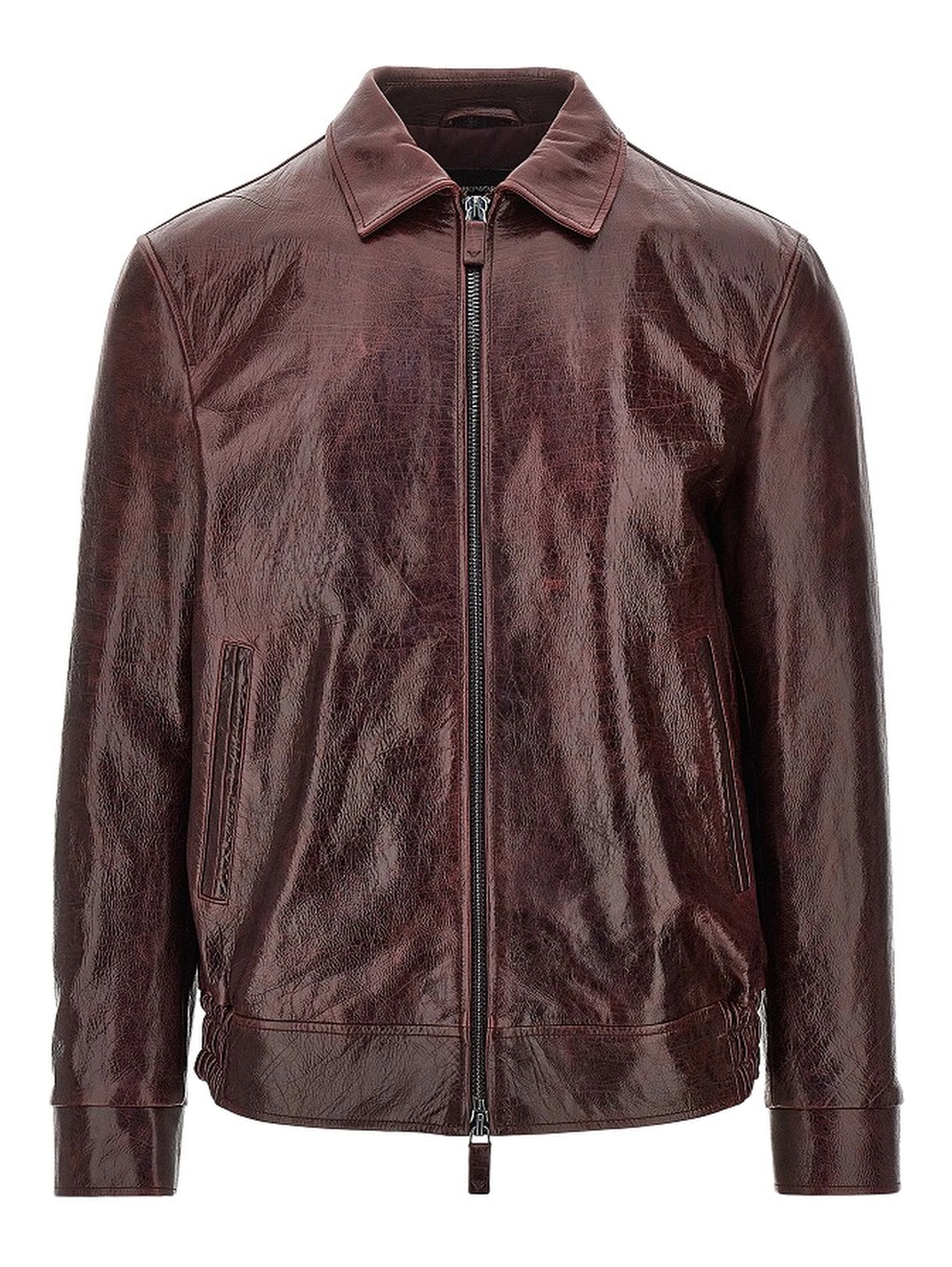 Leather jacket with wrinkled effect