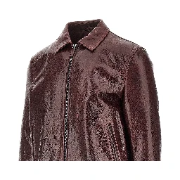 Leather jacket with wrinkled effect