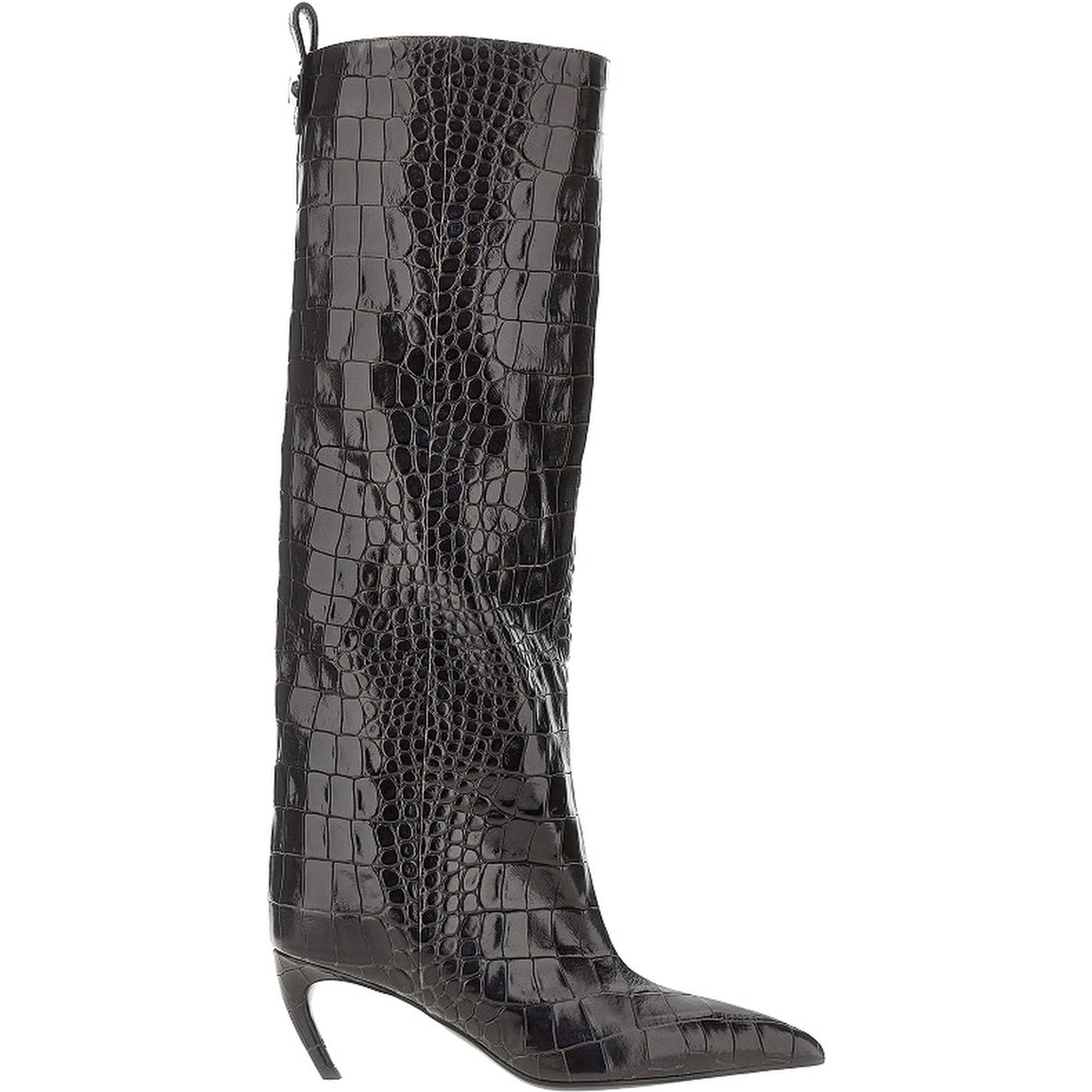 Croco-embossed leather 'Lea' boots