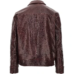 Leather jacket with wrinkled effect