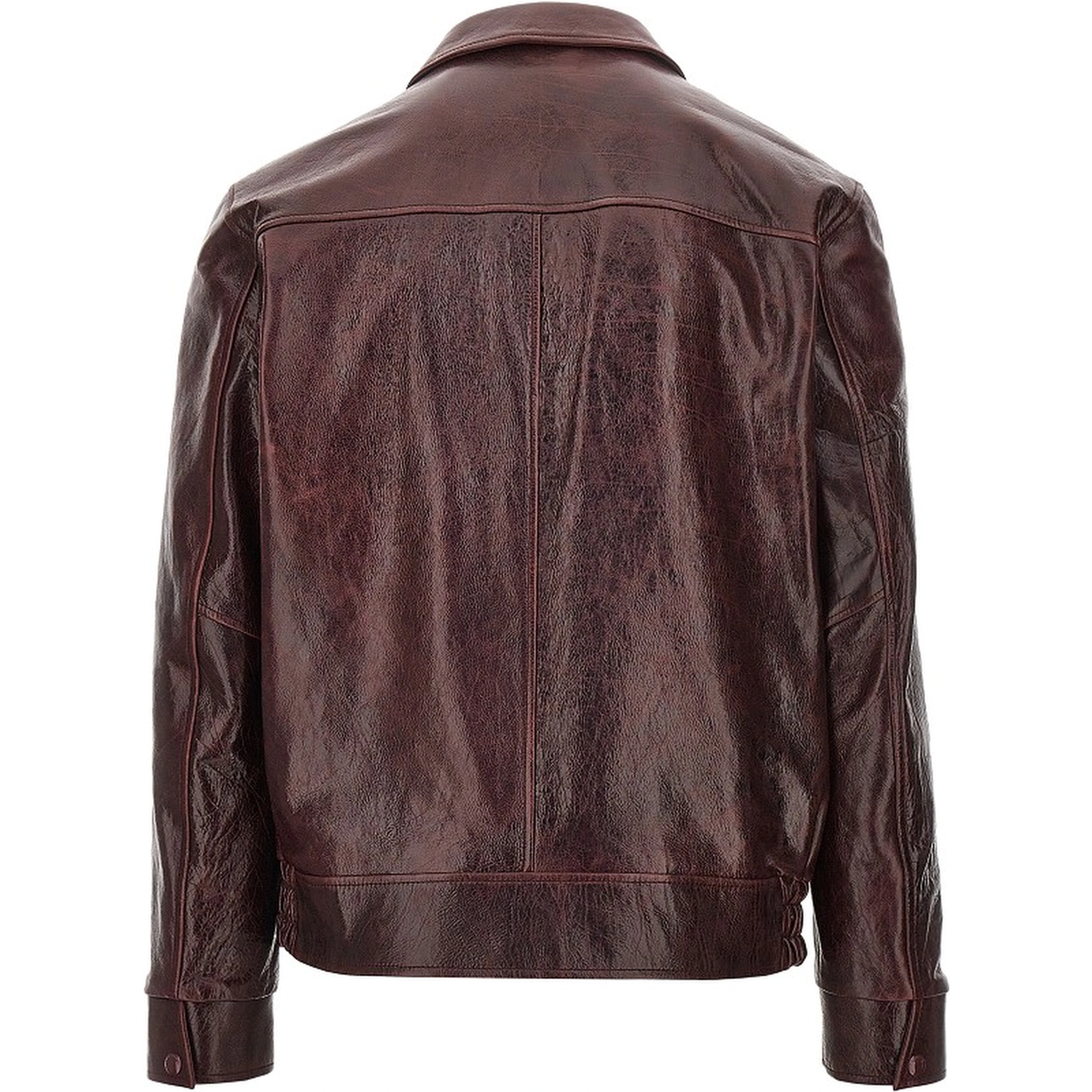 Leather jacket with wrinkled effect