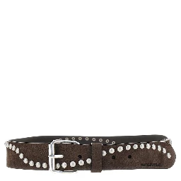 Studded suede leather belt