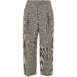 Check tweed pleated pants