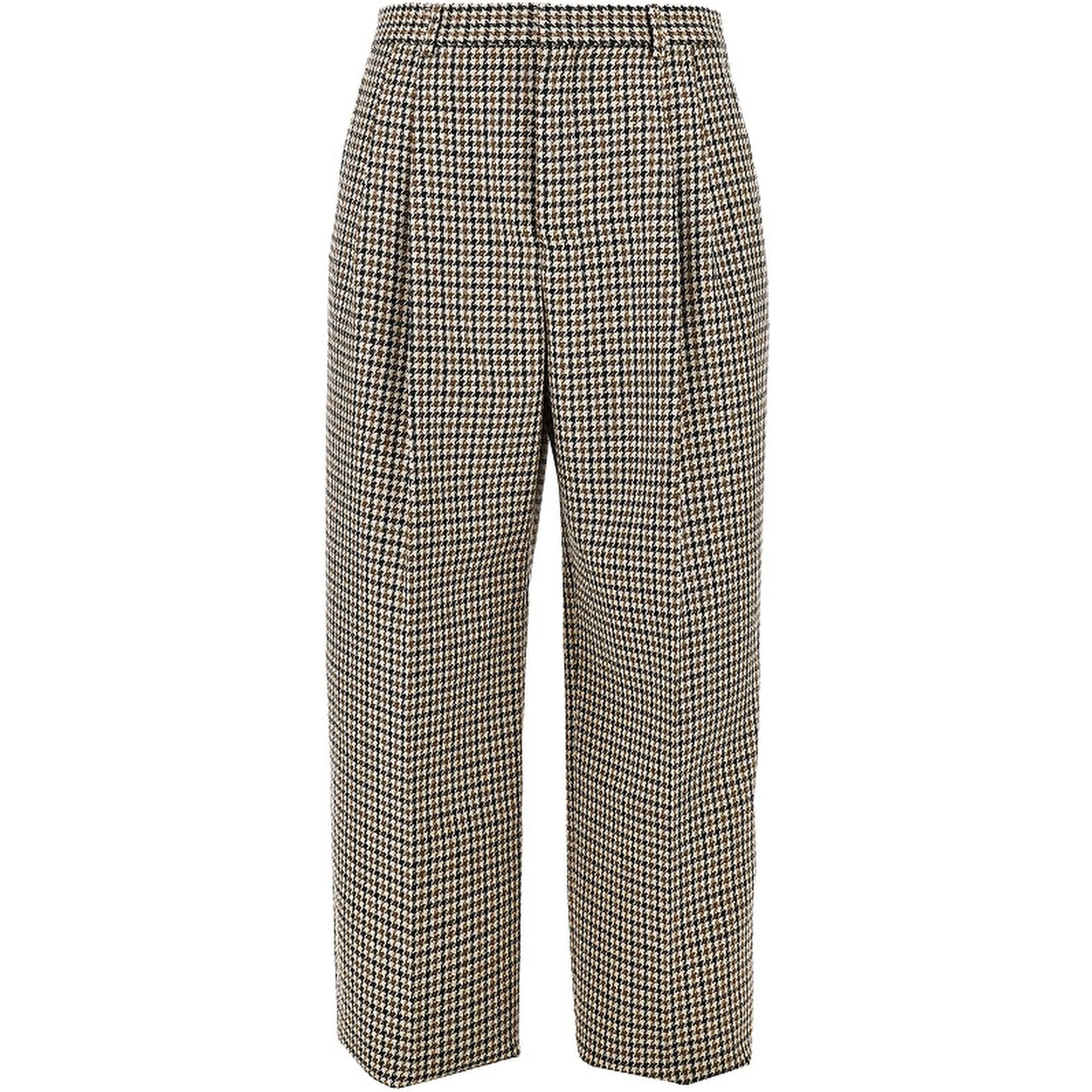 Check tweed pleated pants