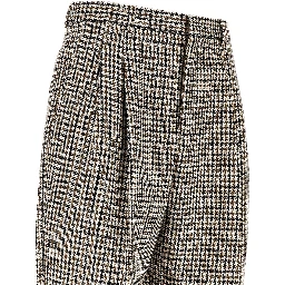 Check tweed pleated pants
