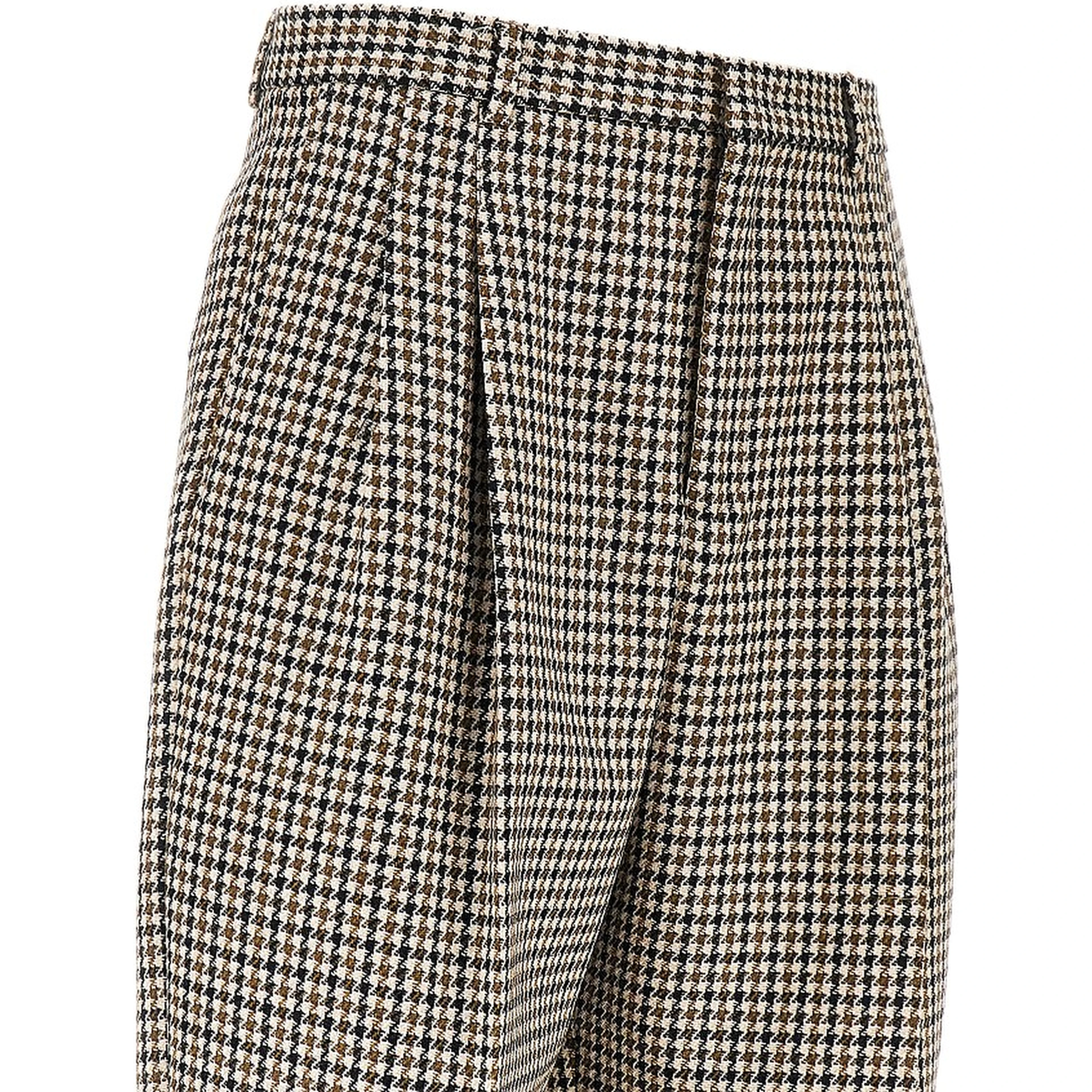 Check tweed pleated pants