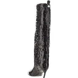 Croco-embossed leather 'Lea' boots