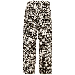 Check tweed pleated pants