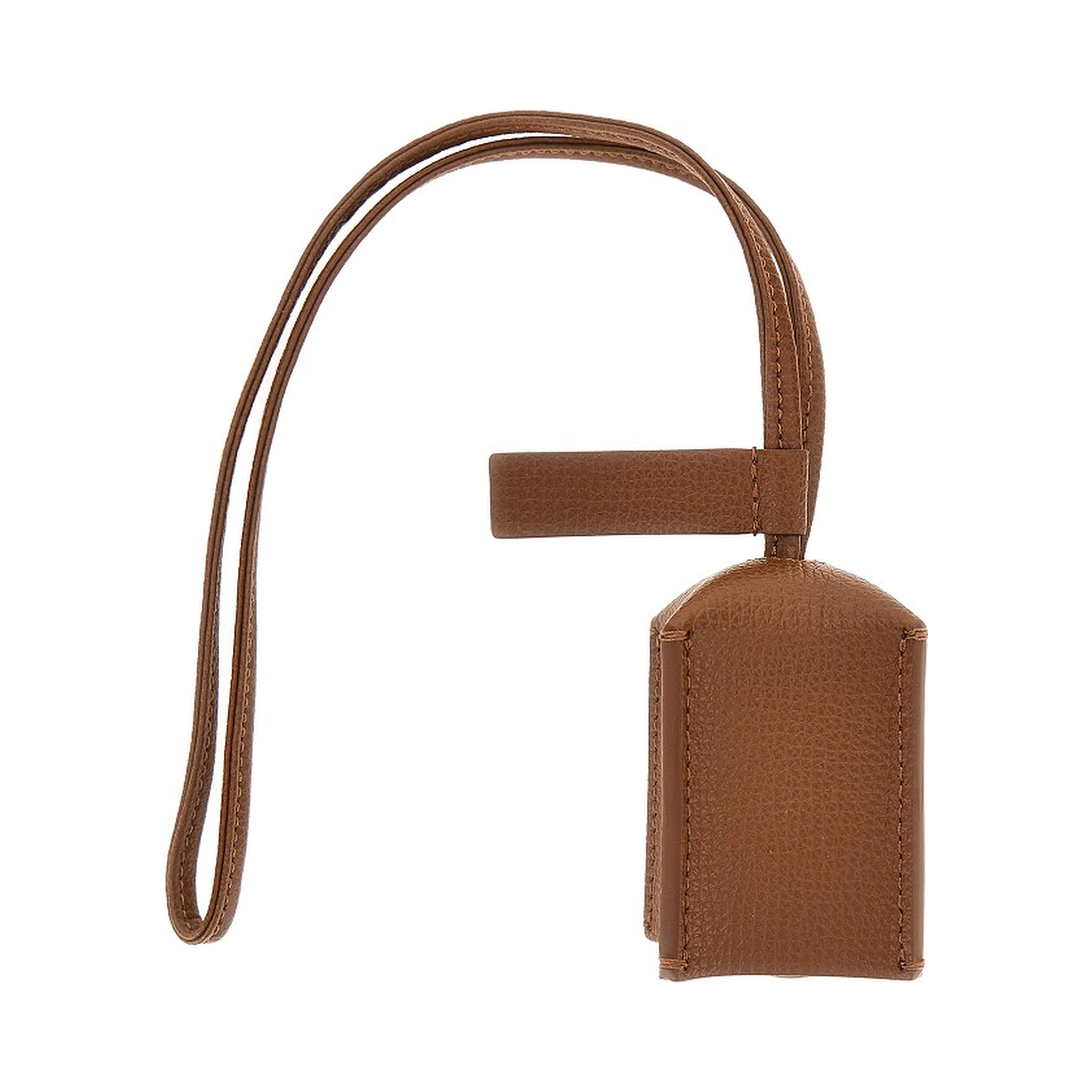 Grained leather charm with logo plate
