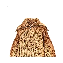 Wool and cashmere sweater with slanted zip
