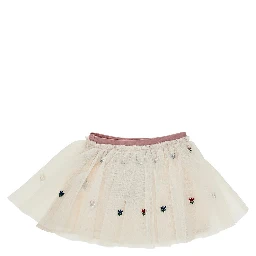 Tulle mini skirt with embroidered flowers