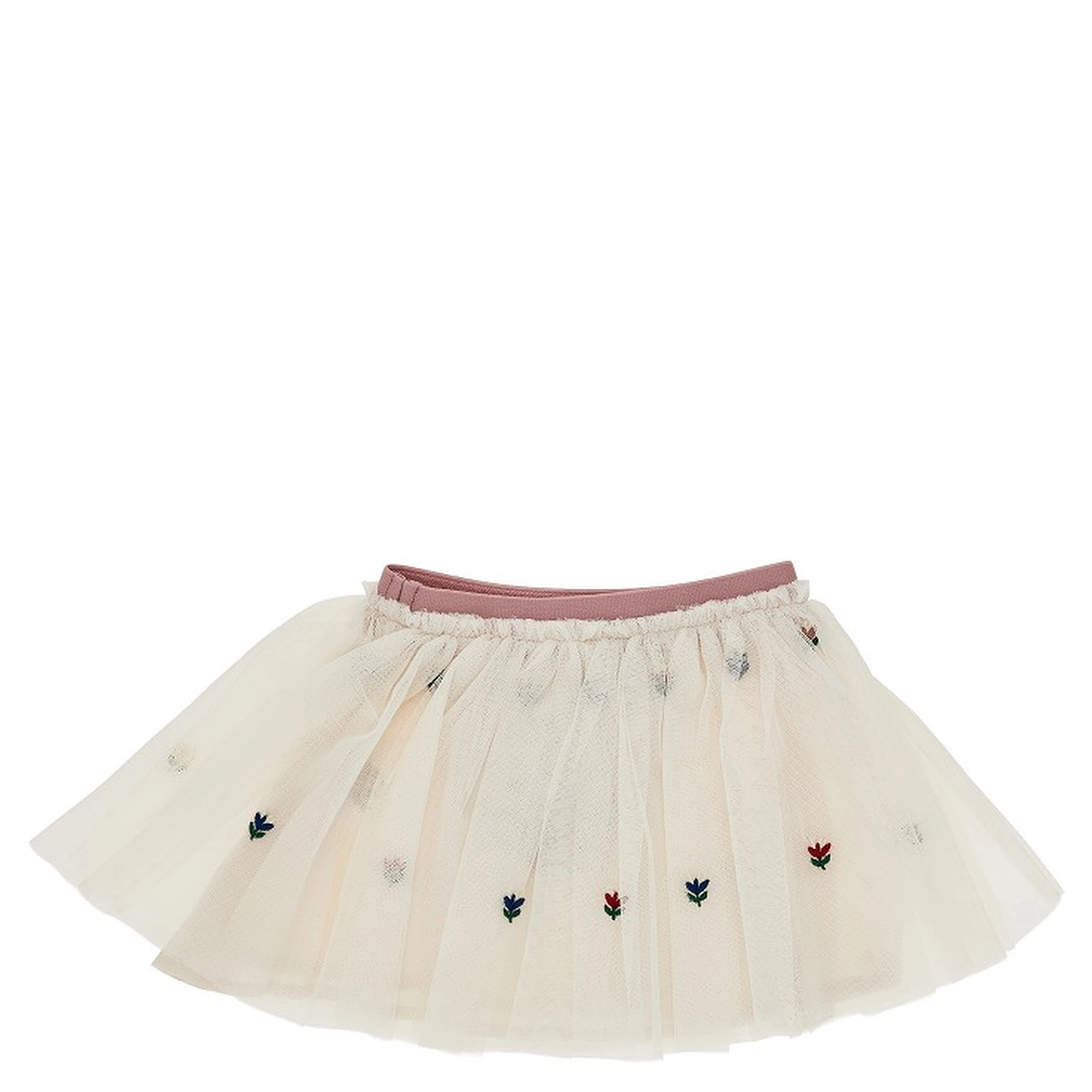 Tulle mini skirt with embroidered flowers