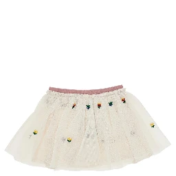Tulle mini skirt with embroidered flowers