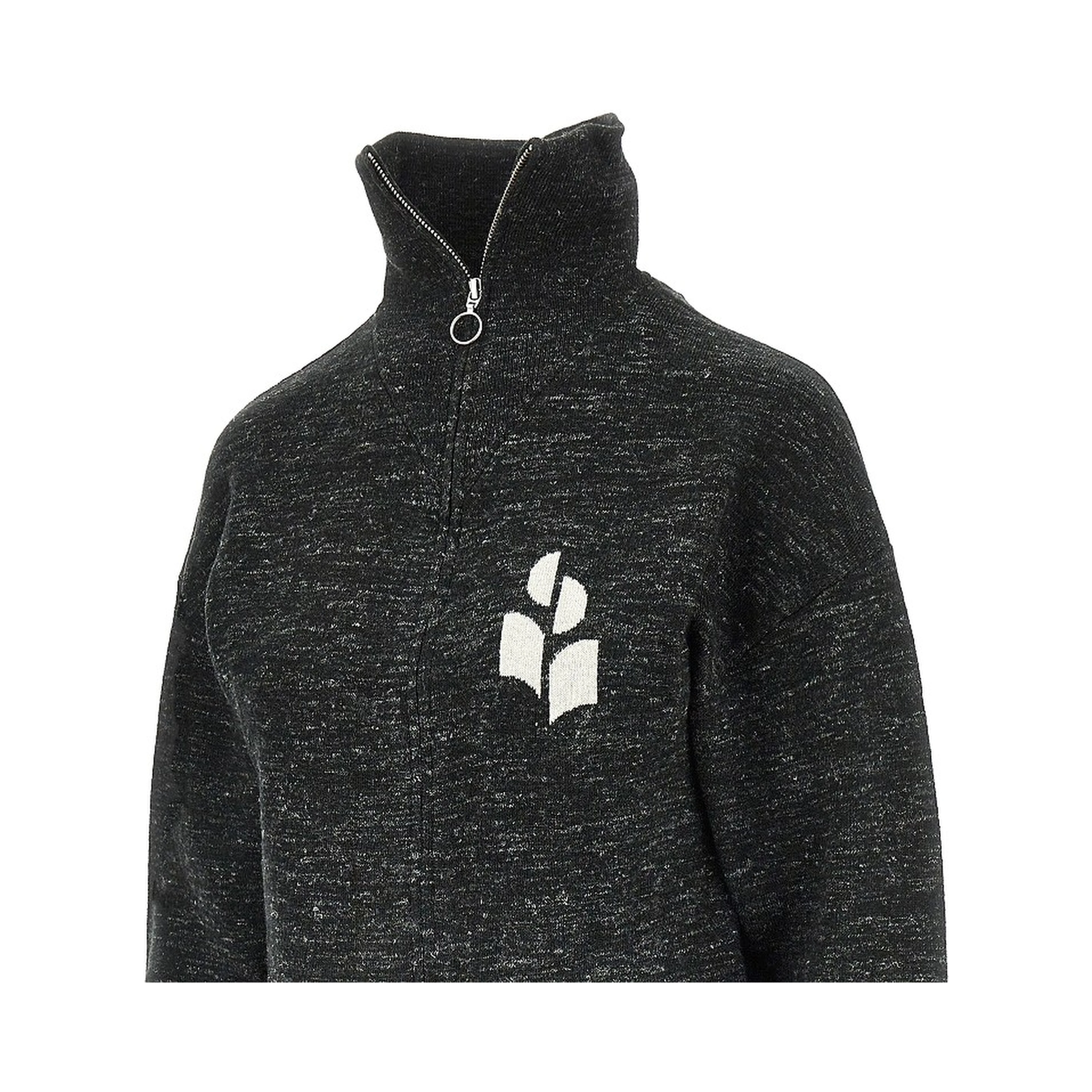 Mouliné knitted full-zip sweatshirt