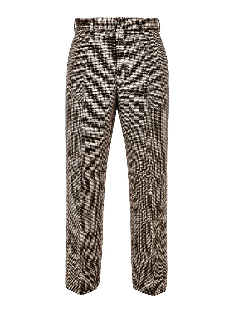 Check tweed pants with darts