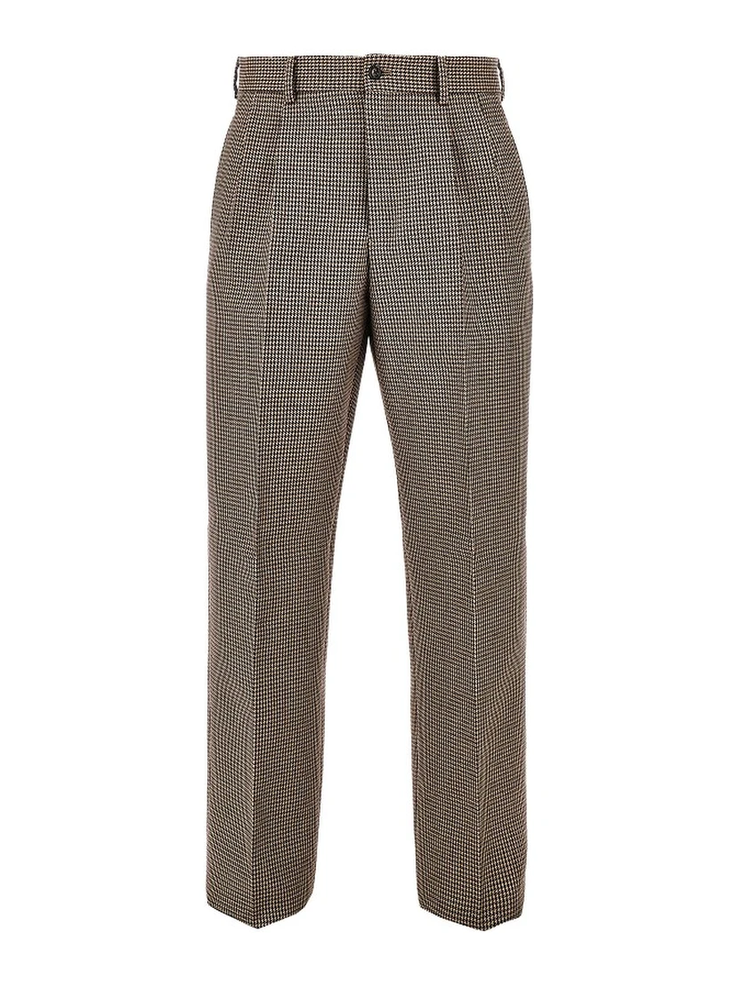 Check tweed pants with darts