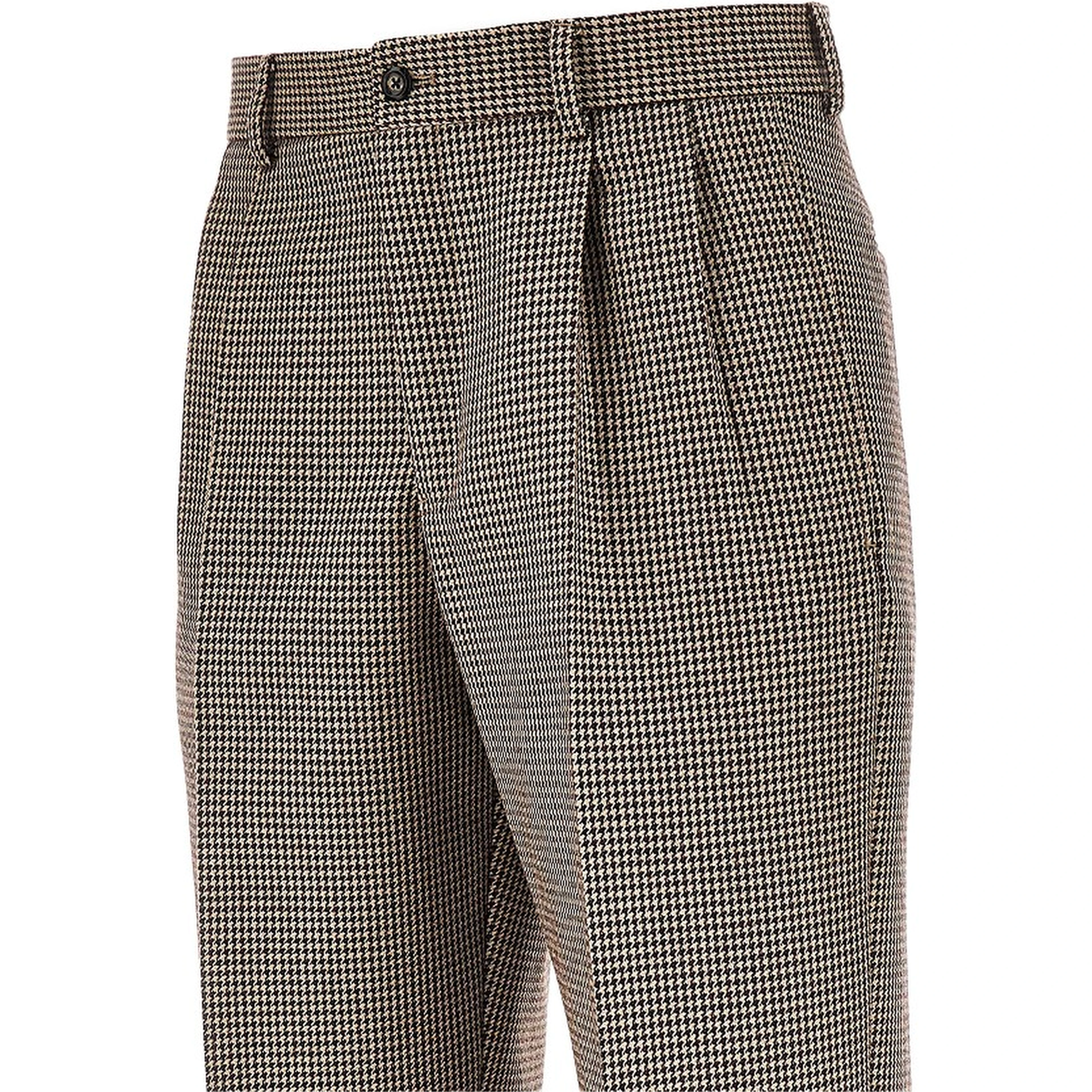 Check tweed pants with darts