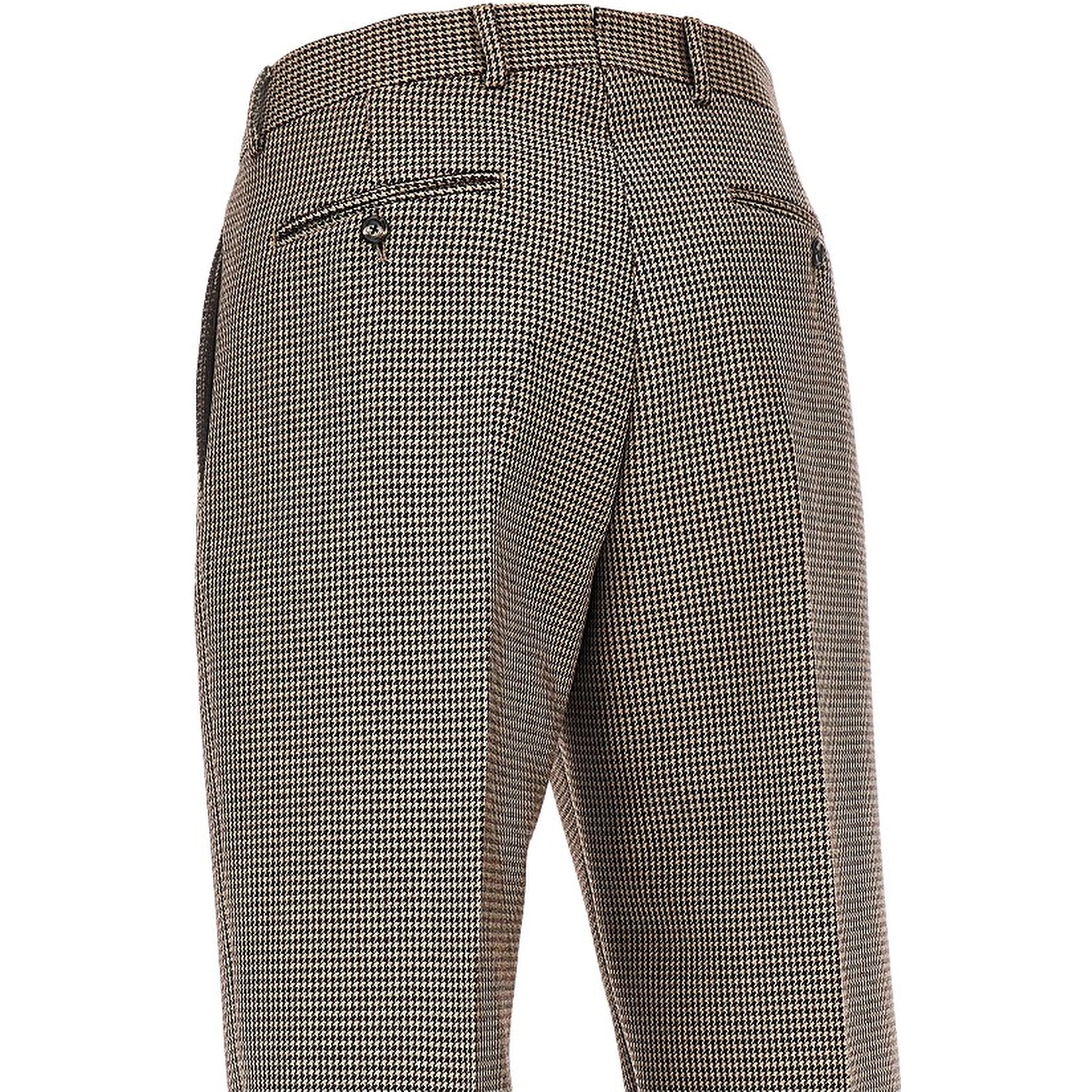 Check tweed pants with darts