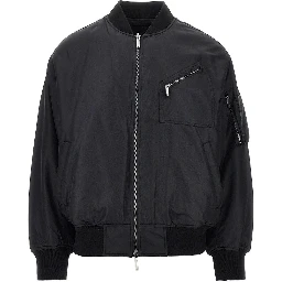 Nylon bomber jacket with logo patch