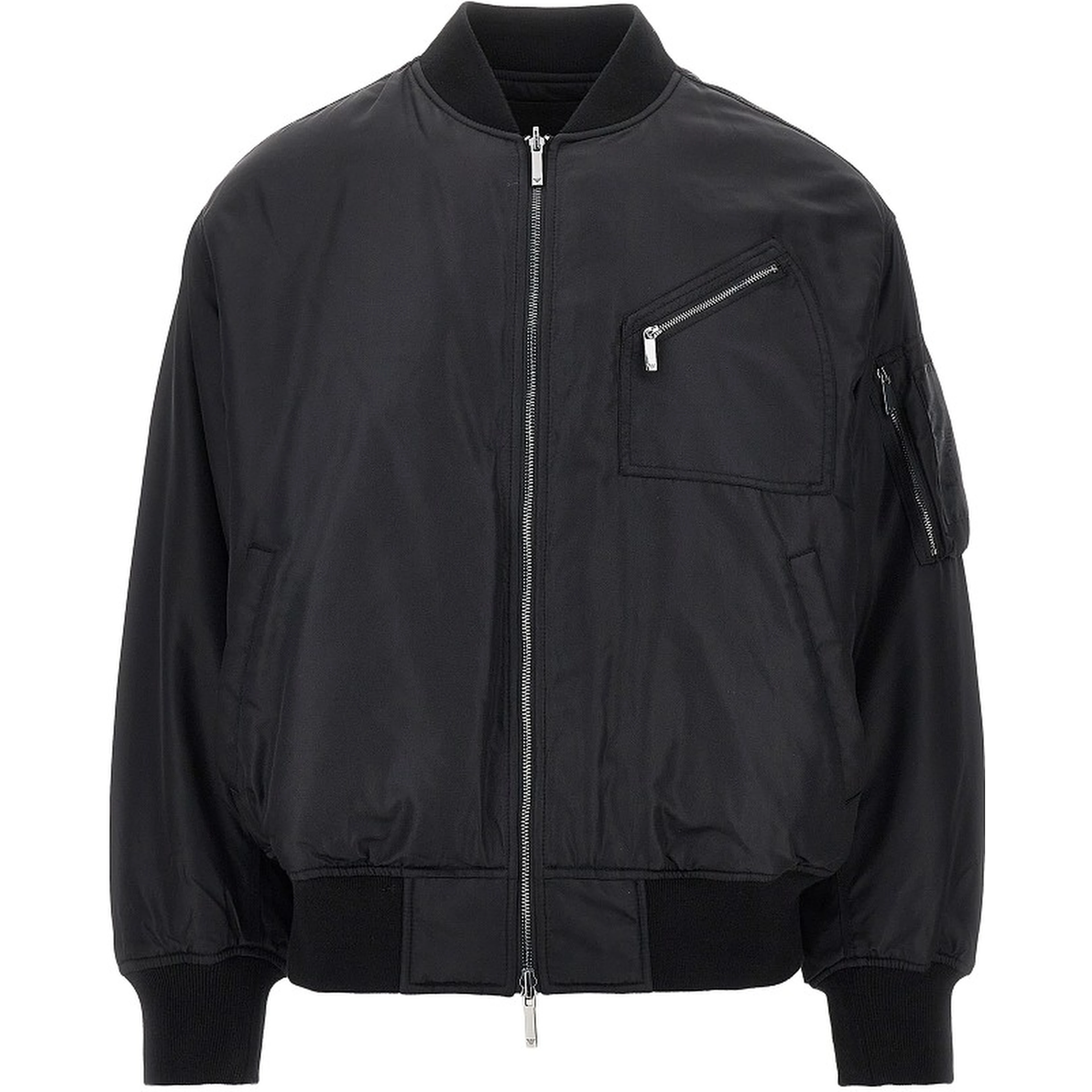 Nylon bomber jacket with logo patch