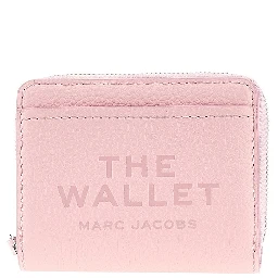 Grained leather mini compact wallet