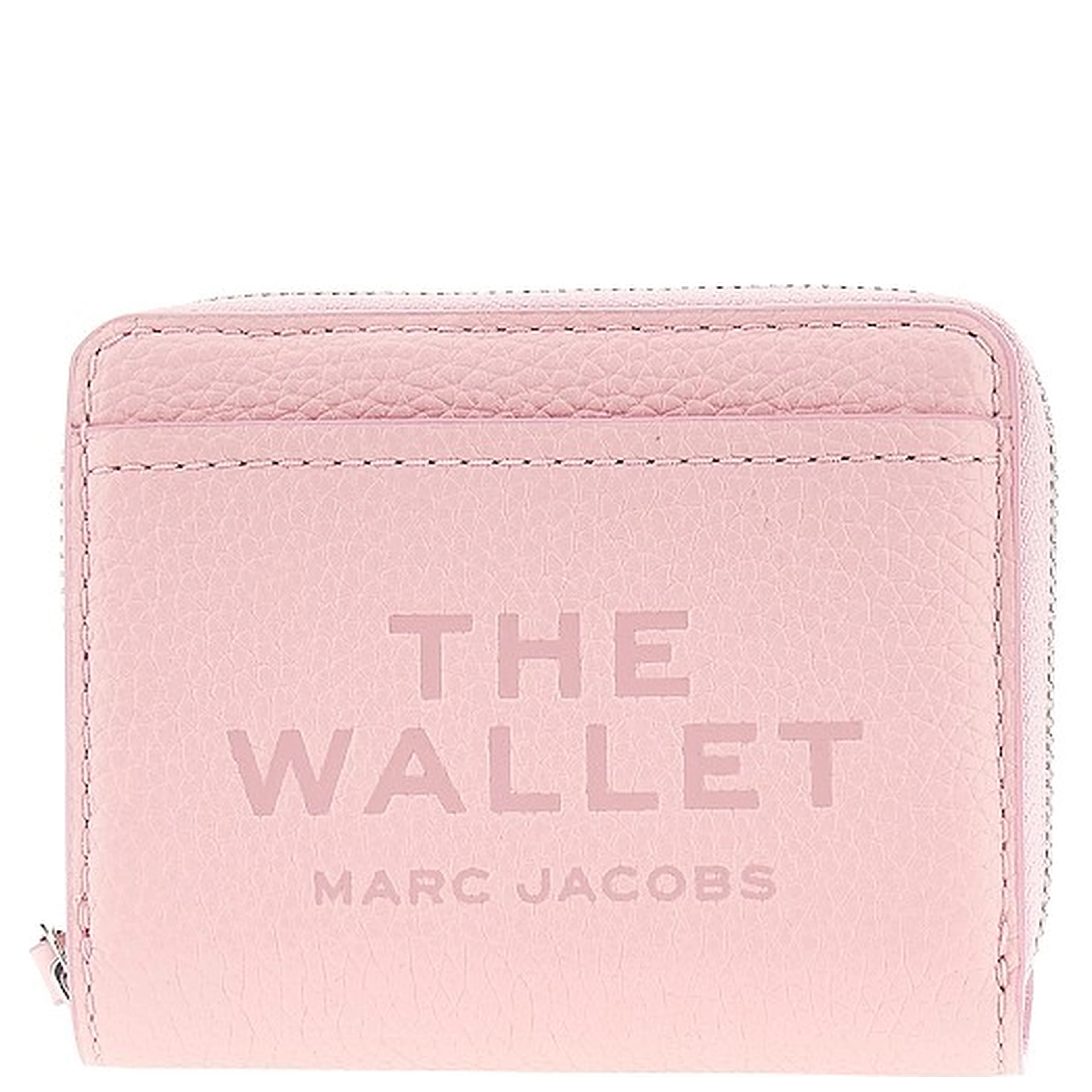 Grained leather mini compact wallet