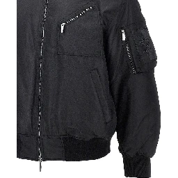 Nylon bomber jacket with logo patch
