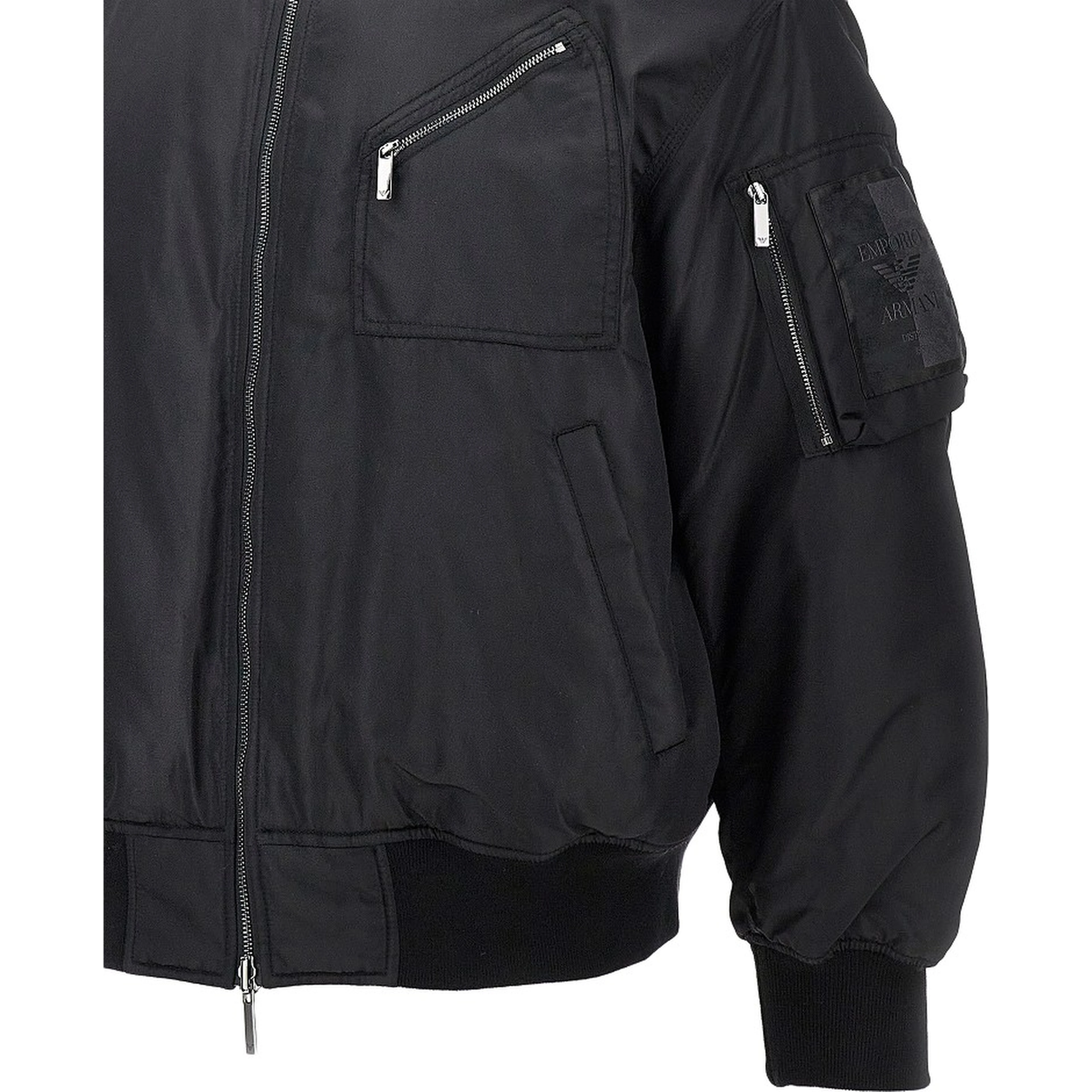 Nylon bomber jacket with logo patch