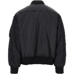 Nylon bomber jacket with logo patch
