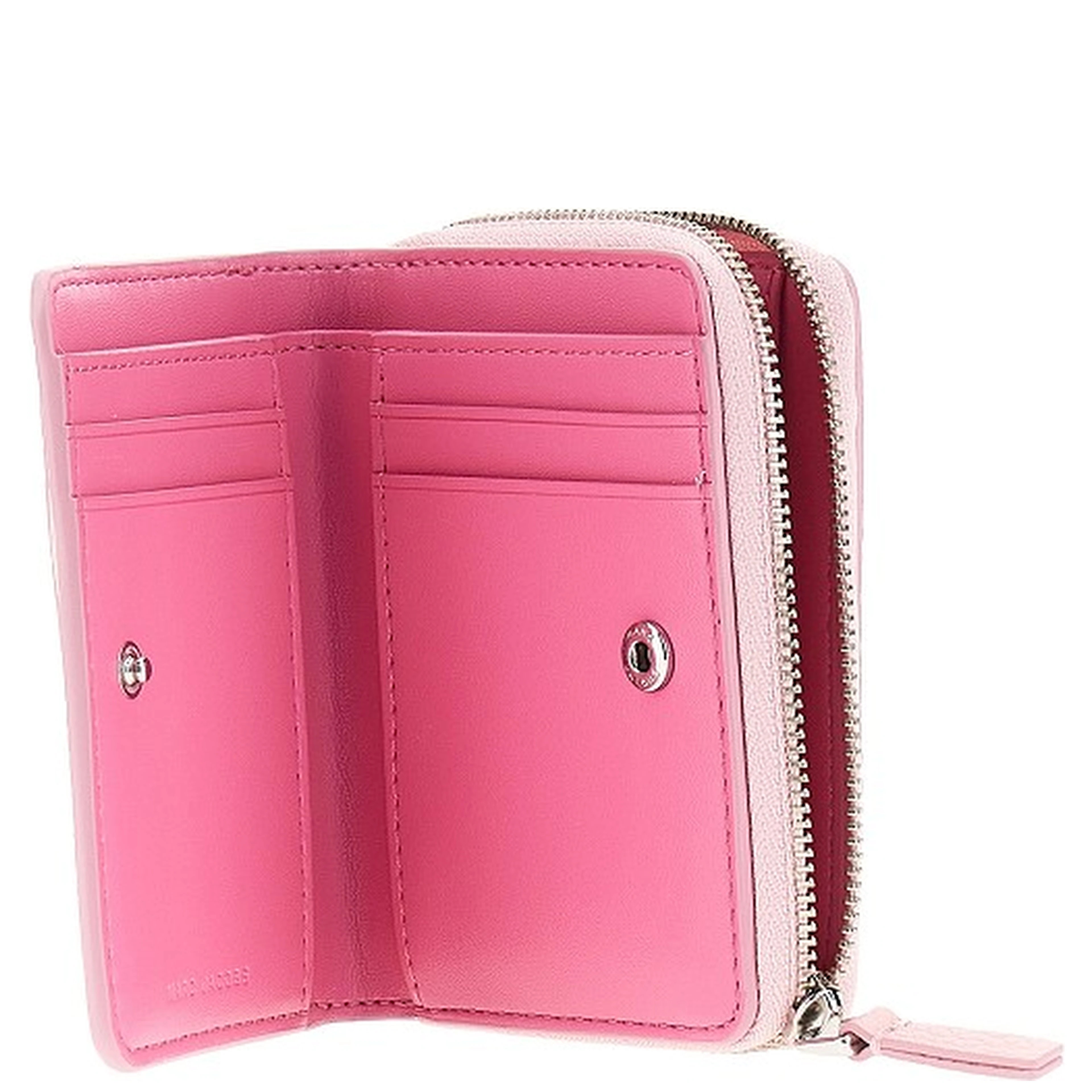 Grained leather mini compact wallet