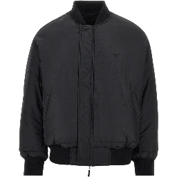 Nylon bomber jacket with logo patch