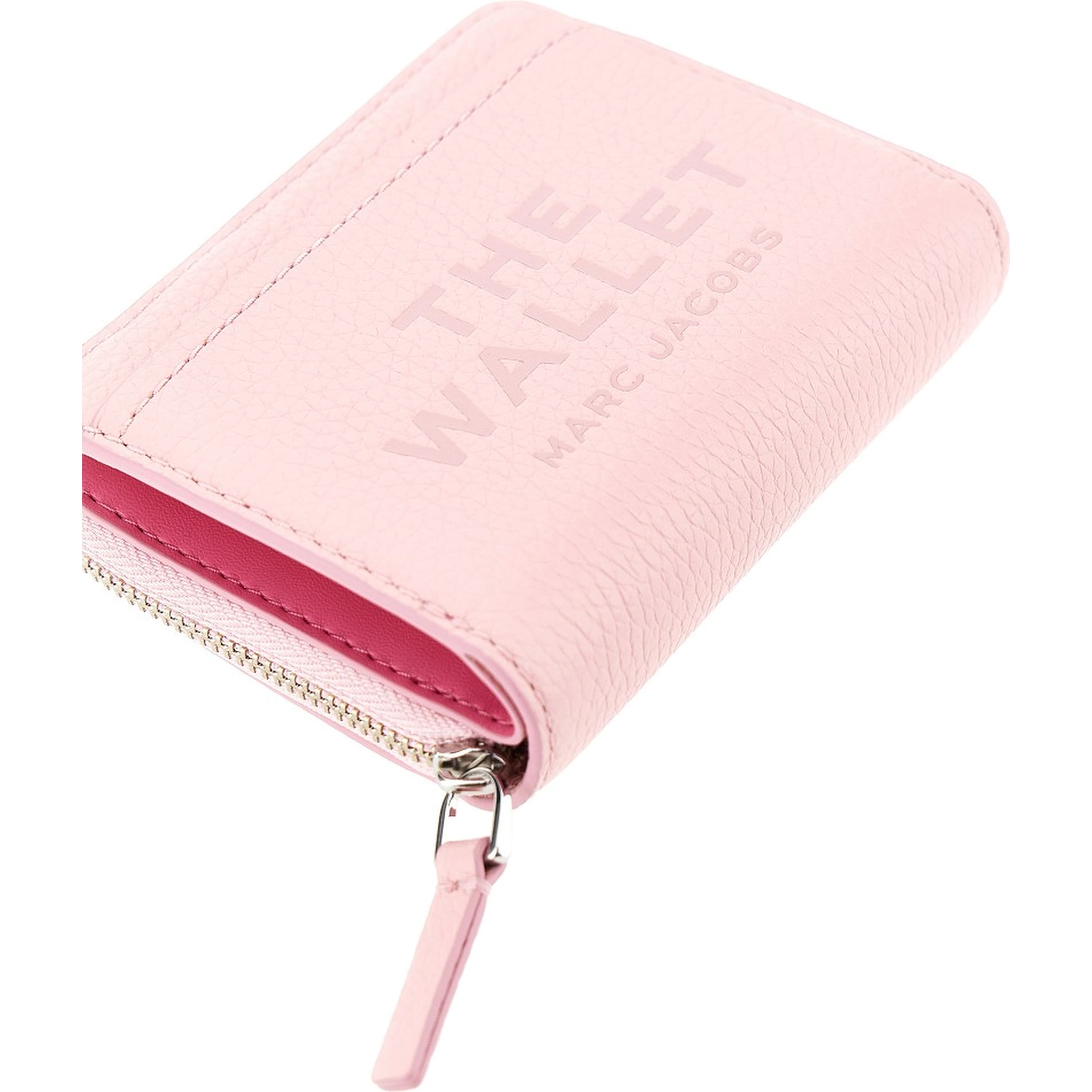 Grained leather mini compact wallet