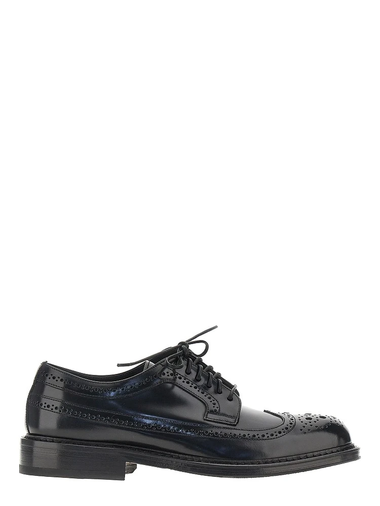 Brushed leather lace-up shoes