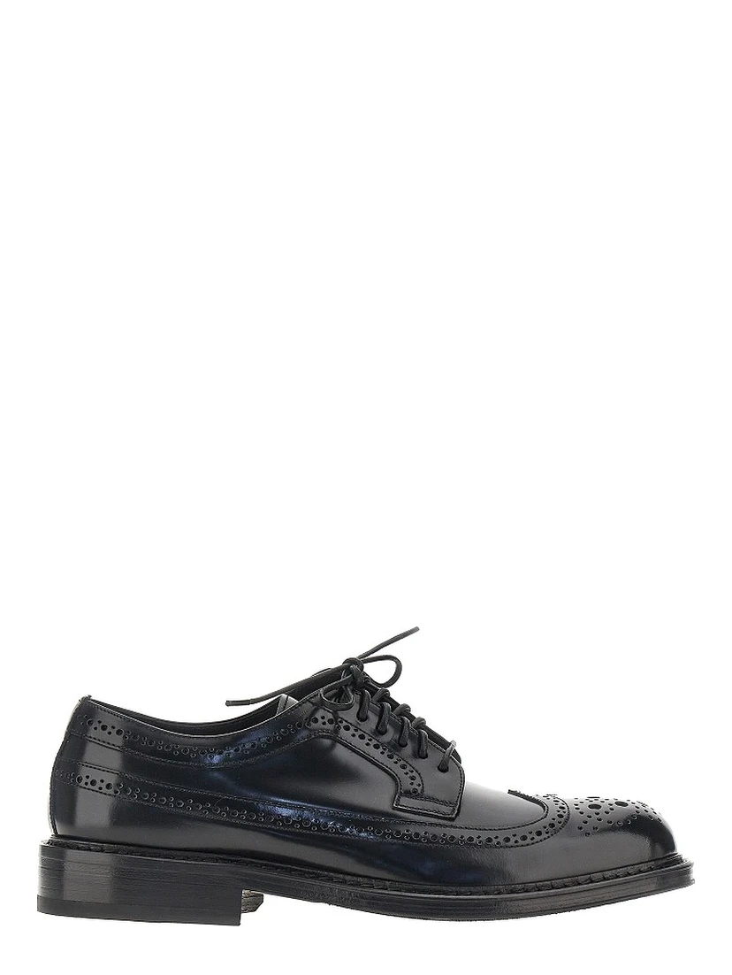 Brushed leather lace-up shoes