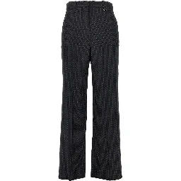 Wool-blend pinstriped pants