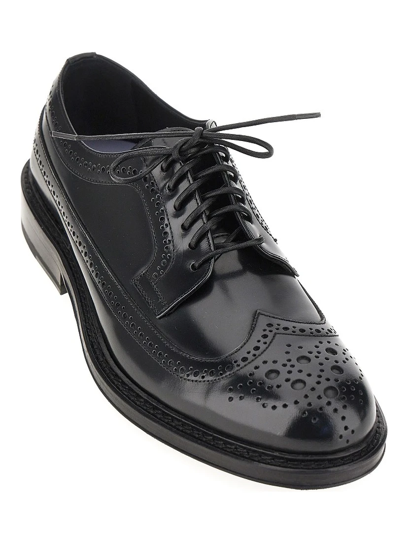 Brushed leather lace-up shoes