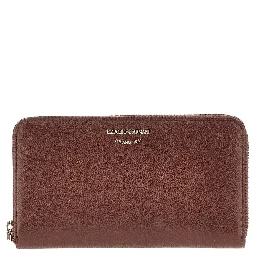 Grained leather zip-around wallet