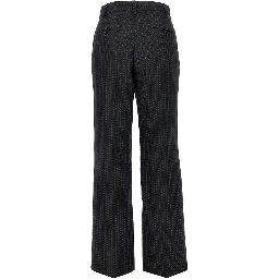Wool-blend pinstriped pants