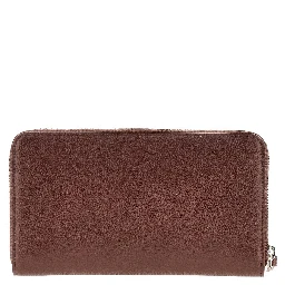Grained leather zip-around wallet