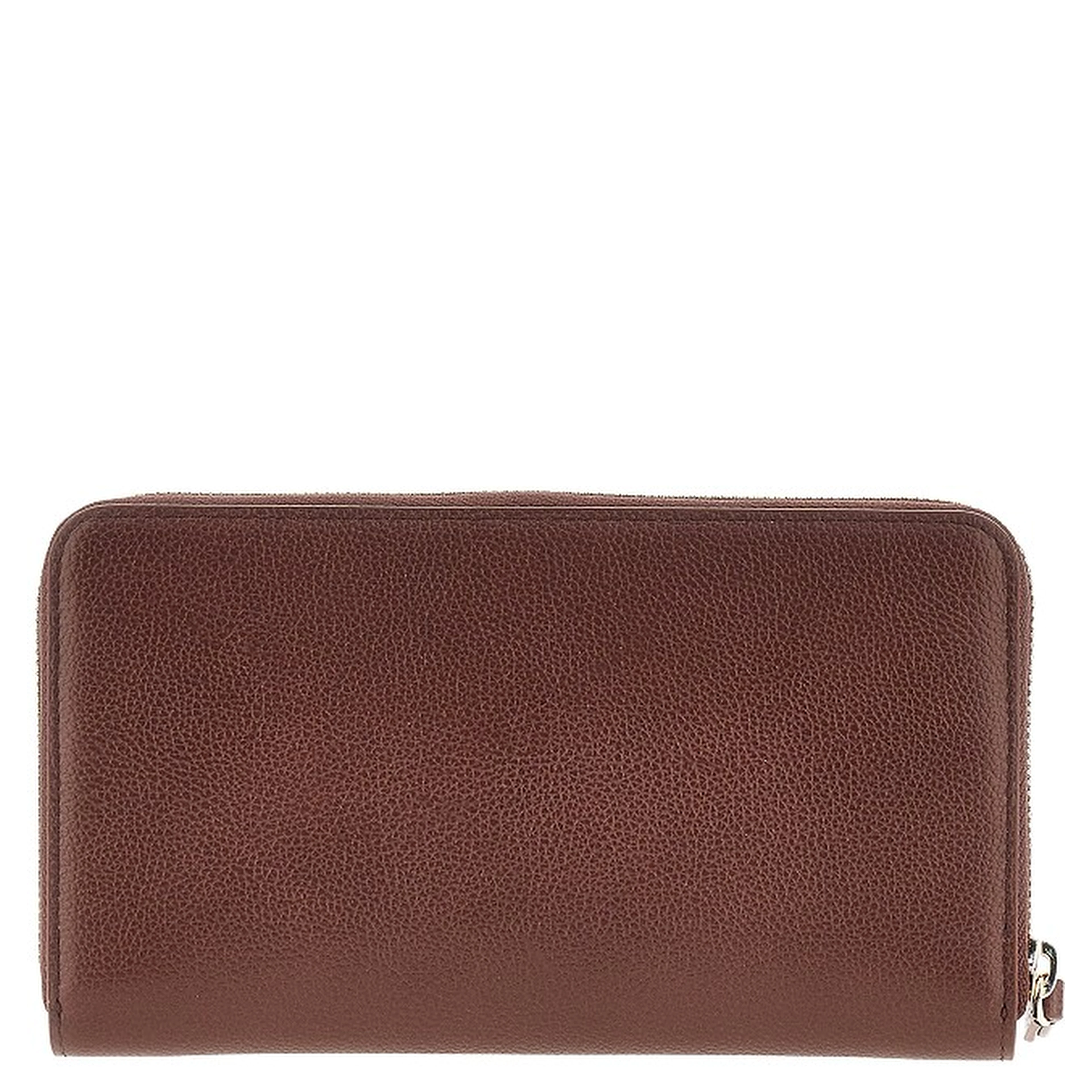 Grained leather zip-around wallet