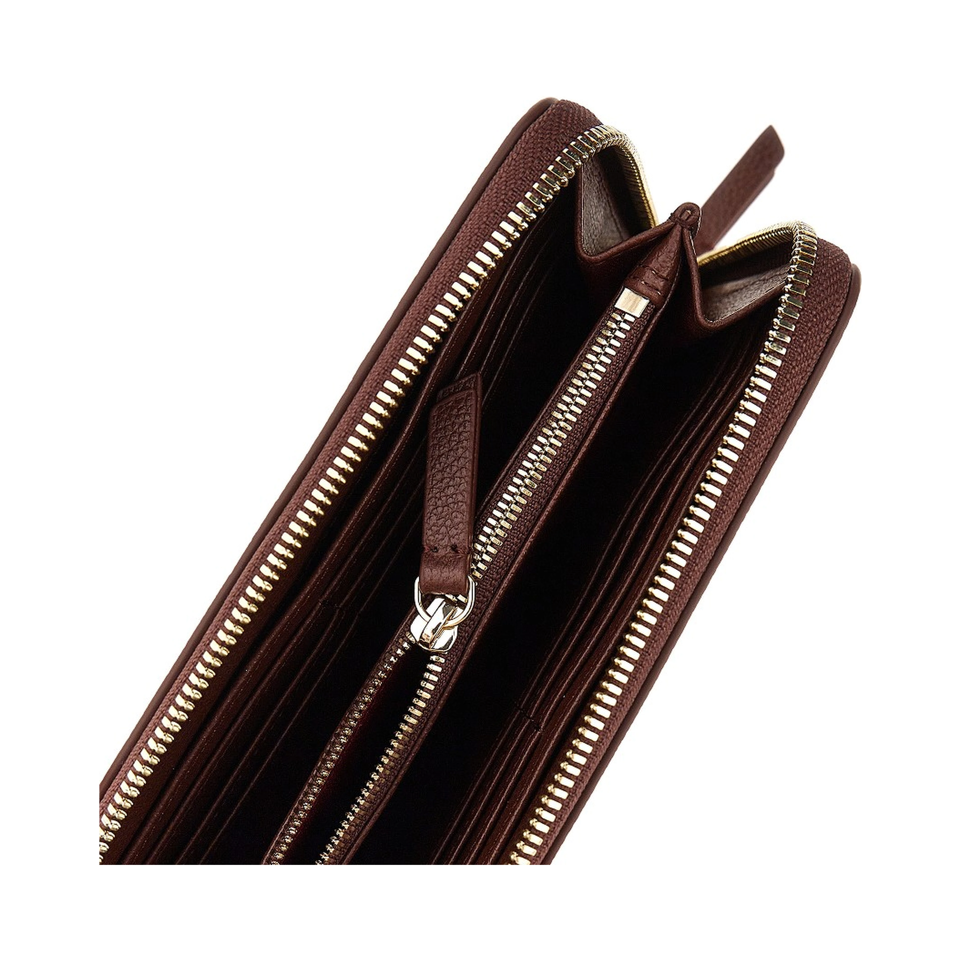 Grained leather zip-around wallet