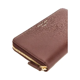 Grained leather zip-around wallet
