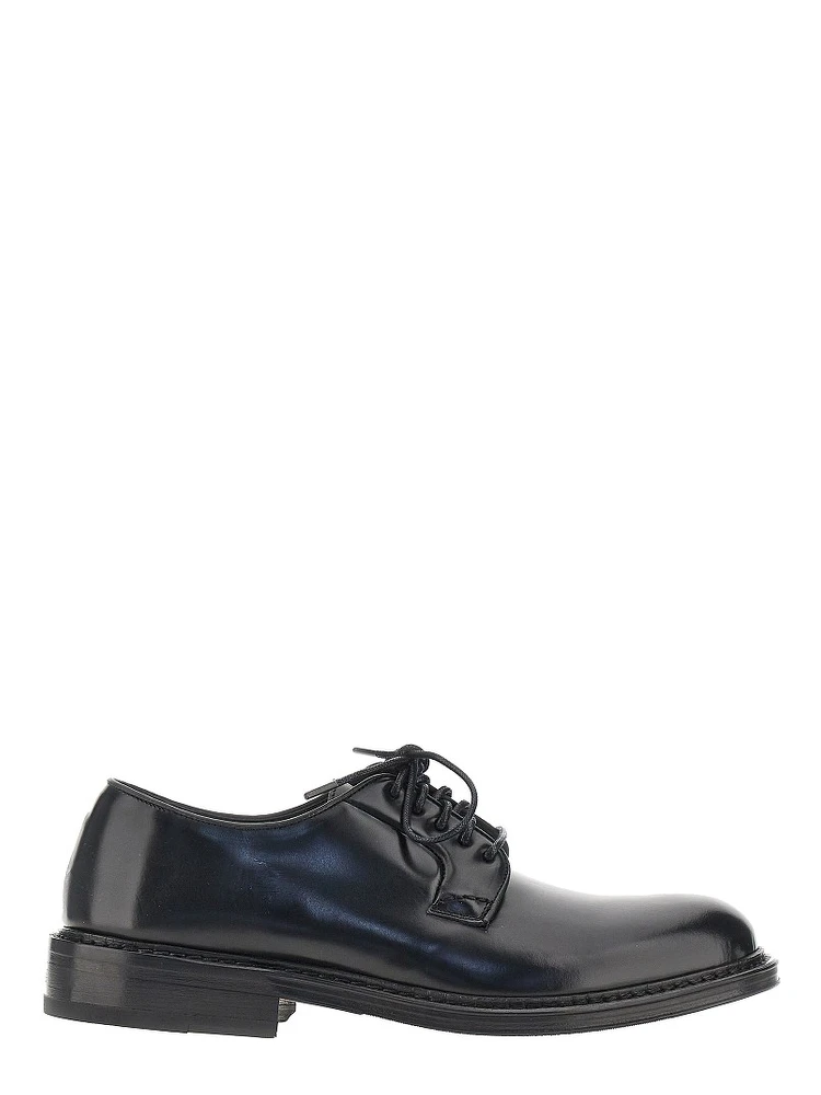Brushed leather lace-up shoes