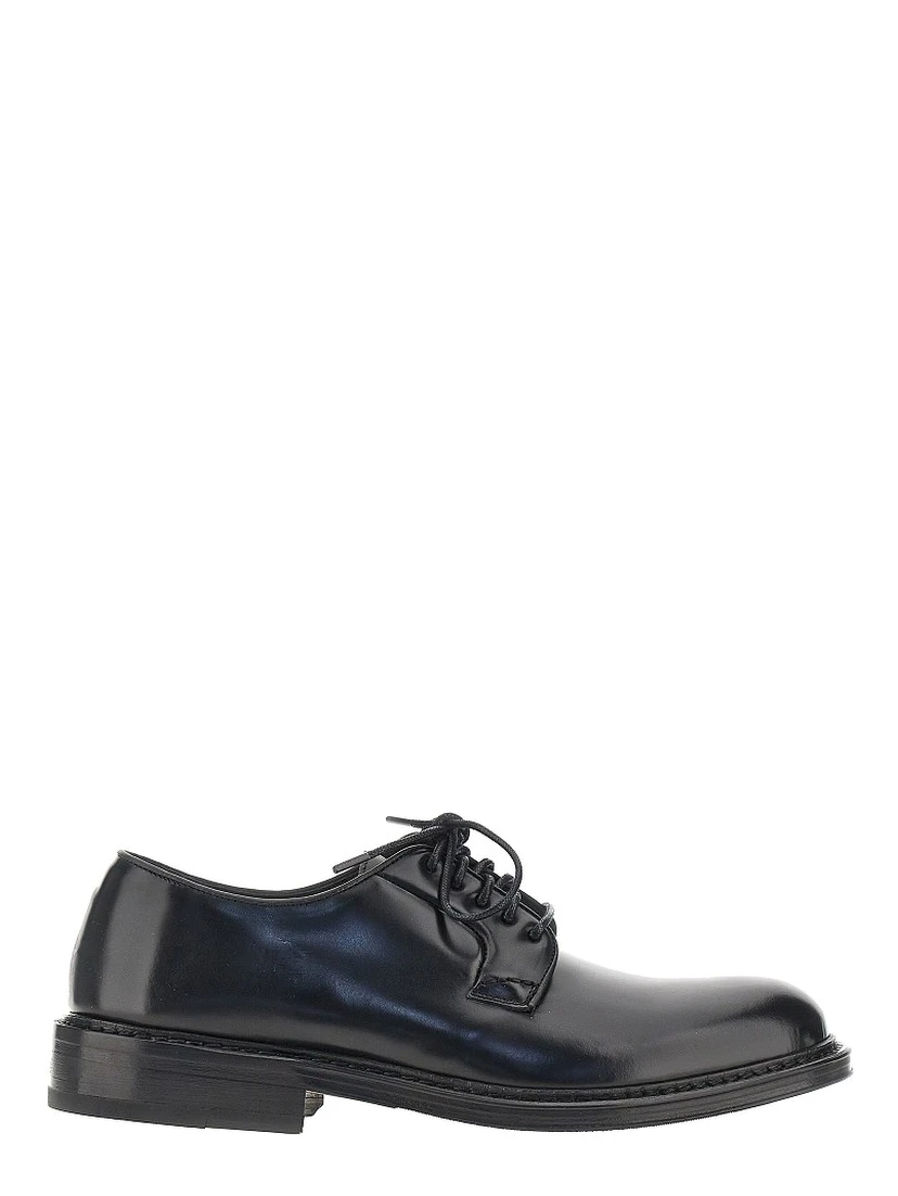 Brushed leather lace-up shoes