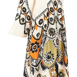 Printed silk 'Twin Flame' long dress