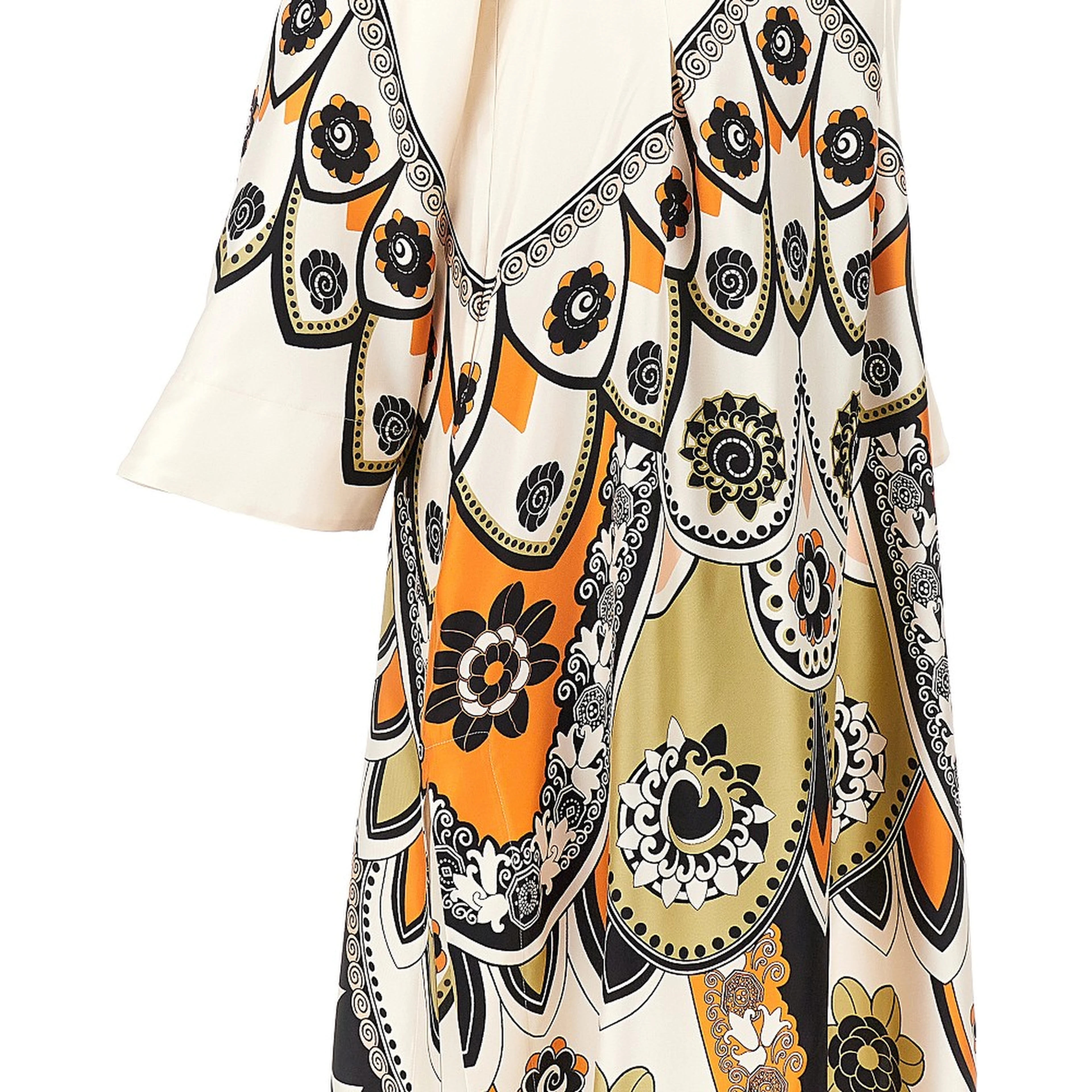 Printed silk 'Twin Flame' long dress